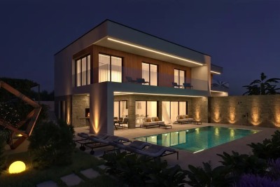 Poreč, okolica, Luksuzna moderna dvojna hiša s bazenom, 5 km od morja