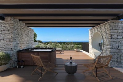 Poreč, dintorni, Splendida moderna villa con piscina e vista mare, 13 km dal mare