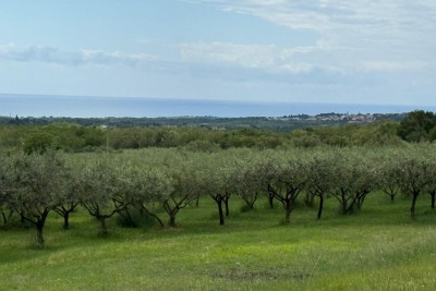 Poreč, okolica, Građevinsko zemljište s pogledom na more, 10 km od mora