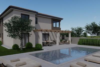 Poreč, okolí, Dvojdomek s bazénem na klidné lokalitě 12 km od moře