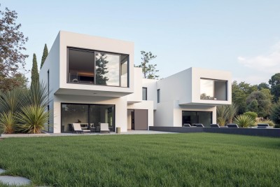 Poreč, okolica, Građevinsko działka z projektem na budowę podwójnego obiektu, 12 km od morza.