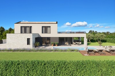 Poreč, okolica, Moderna vila s bazenom na rubu sela, 17 km od mora