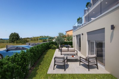 Poreč, Umgebung, Luxuriöse Erdgeschosswohnung mit großem Garten, 7 km vom Meer entfernt