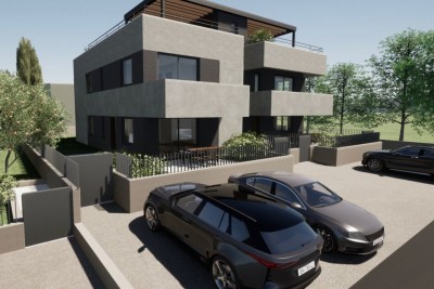 Poreč, Uža okolica, Appartamento di lusso al 1° piano con terrazza sul tetto e vista mare, a 1500 m dal mare.