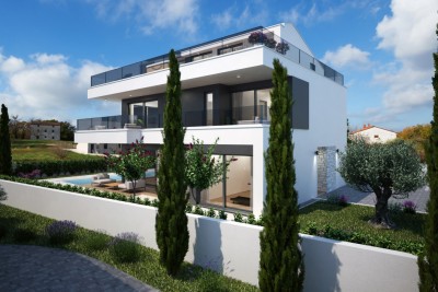 Poreč, uža okolica, samostojna luksuzna vila s bazenom i krovno teraso, 2 km od morja