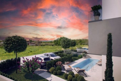 Poreč, okolí, Dvojdům s panoramatickým výhledem na moře